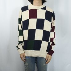 画像3: 90〜2000's STRUCTURE チェック柄 ラミー×コットン ニットセーター L (3)