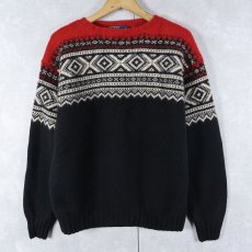 画像1: POLO Ralph Lauren "HAND KNIT" ノルディック柄 ウールニットセーター XL (1)