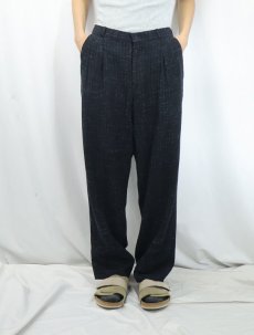 画像2: 80〜90's ネップ混 2タック アクリル×ポリエステルスラックス BLACK W32 (2)