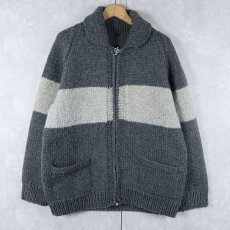 画像1: ボーダー柄 カウチンニットジャケット (1)