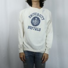 画像2: 70〜80's ARTEX USA製 "UNIVERSITY BUFFALO" フロッキープリント ラグランスウェット L (2)