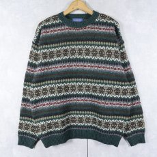 画像1: PENDLETON フェアアイル柄 ウールニットセーター L (1)