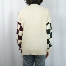 画像4: 90〜2000's STRUCTURE チェック柄 ラミー×コットン ニットセーター L (4)