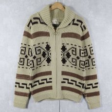 画像1: 70's PENDLETON ネイティブ柄 カウチンニットジャケット M (1)