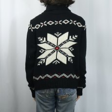 画像3: Ralph Lauren ノルディック柄 ショールカラー コットン×カシミアニットセーター BLACK XL (3)