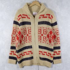 画像1: 70's PENDLETON "knockabouts" USA製 ネイティブ柄 カウチンニットジャケット SIZE40 (1)