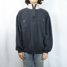 画像2: 90's〜 John Blair エルボーパッチ付き ハーフジップスウェット BLACK XL (2)