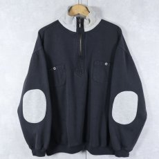 画像1: 90's〜 John Blair エルボーパッチ付き ハーフジップスウェット BLACK XL (1)