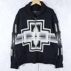 画像1: PENDLETON ネイティブ柄 カウチンニットジャケット BLACK L (1)