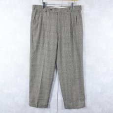 画像1: Brooks Brothers USA製 グレンチェック柄 2タック ウールスラックス W36 (1)