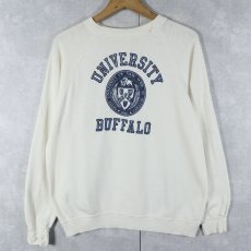 画像1: 70〜80's ARTEX USA製 "UNIVERSITY BUFFALO" フロッキープリント ラグランスウェット L (1)