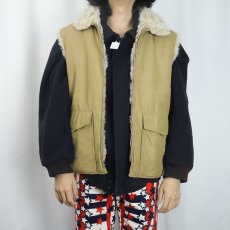 画像2: 70〜80's Woolrich フェイクファーライナー コットン×ナイロンベスト M (2)