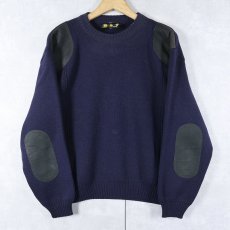 画像1: 80〜90's Barbour ENGLAND製 ウール コマンドニットセーター NAVY L (1)