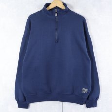 画像1: 90's RUSSELL ATHLETIC USA製 ハーフジップ 無地スウェット NAVY XL (1)