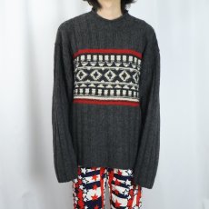 画像2: 90's J.CREW ノルディック柄 ウールニットセーター XL (2)