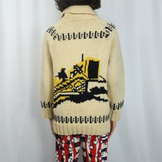 画像4: 〜60's トラクター柄 カウチンニットジャケット (4)