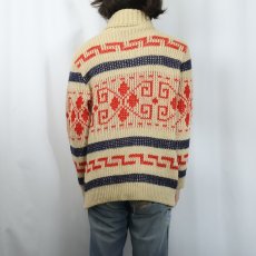 画像3: 70's PENDLETON "knockabouts" USA製 ネイティブ柄 カウチンニットジャケット SIZE40 (3)