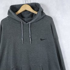 画像1: 90's NIKE USA製 ロゴ刺繍スウェットフーディー L (1)