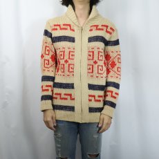 画像2: 70's PENDLETON "knockabouts" USA製 ネイティブ柄 カウチンニットジャケット SIZE40 (2)