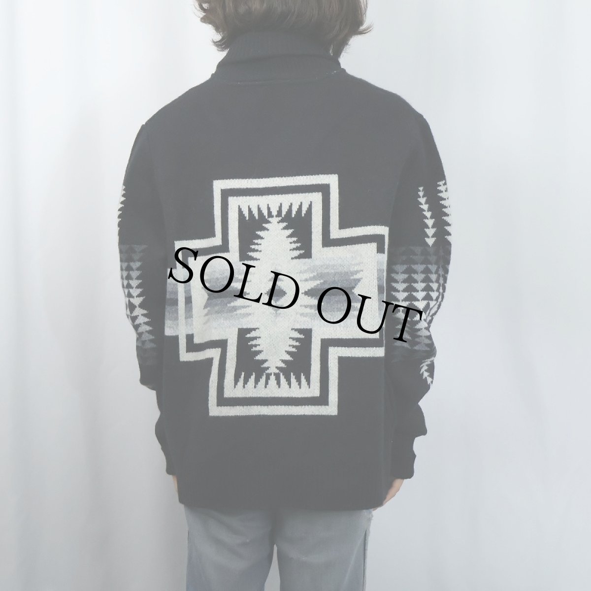画像3: PENDLETON ネイティブ柄 カウチンニットジャケット BLACK L (3)