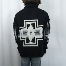 画像3: PENDLETON ネイティブ柄 カウチンニットジャケット BLACK L (3)