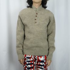 画像2: 80〜90's L.L.Bean USA製 ヘンリーネック ウールニットセーター L (2)