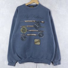 画像1: 90's Eddie Bauer USA製 "Fly Fishing" プリントスウェット L (1)