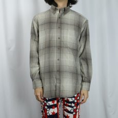画像2: PENDLETON オンブレーチェック柄 ウールボタンダウンシャツ M (2)