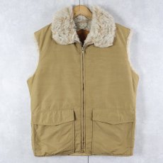 画像1: 70〜80's Woolrich フェイクファーライナー コットン×ナイロンベスト M (1)