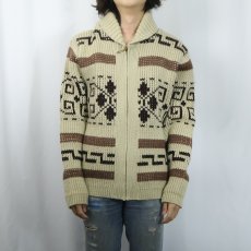 画像2: 70's PENDLETON ネイティブ柄 カウチンニットジャケット M (2)