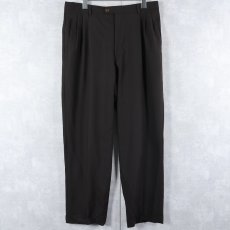 画像1: ストライプ柄 3タックウールスラックス DARK BROWN W34 (1)
