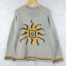 画像1: UNKNOWN 太陽モチーフ ロールネックウールニットセーター (1)
