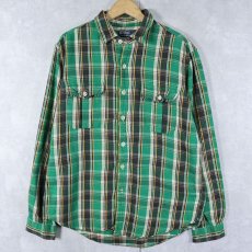 画像1: POLO Ralph Lauren チェック柄 チンスト付き ヘビーネルシャツ L (1)