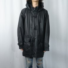 画像2: WILSON レザーダッフルコート BLACK M (2)