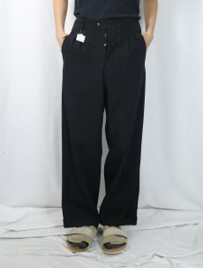 画像2: 〜60's ストライプ柄 2タック ウールスラックス BLACK W31 (2)