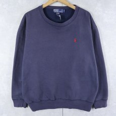 画像1: POLO Ralph Lauren ロゴ刺繍スウェット NAVY L (1)