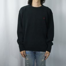 画像2: POLO Ralph Lauren ロゴ刺繍 コットンニットセーター BLACK XL (2)