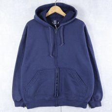 画像1: 90's LANDS' END USA製 無地スウェットジップパーカー NAVY L (1)