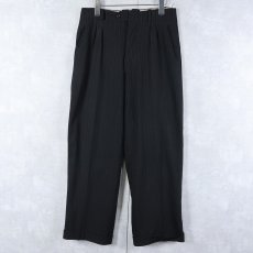 画像1: 〜60's ストライプ柄 2タック ウールスラックス BLACK W31 (1)