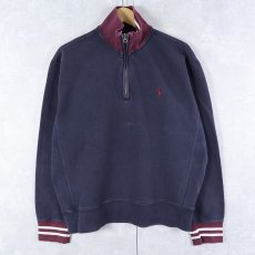 画像1: POLO Ralph Lauren REVERSE WEAVE TYPE ハーフジップスウェット NAVY L (1)