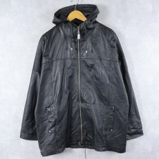 画像1: 80〜90's レザージップパーカー BLACK SIZE48 (1)