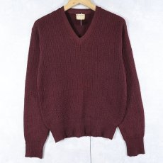 画像1: 50〜60's Scotsman Outerwear リブ編み Vネックウールニットセーター (1)