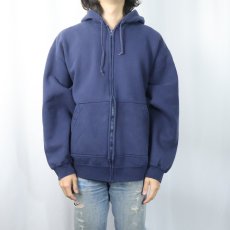 画像2: 90's LANDS' END USA製 無地スウェットジップパーカー NAVY L (2)