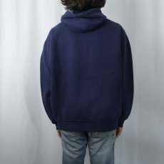 画像3: 90's LANDS' END USA製 無地スウェットジップパーカー NAVY L (3)