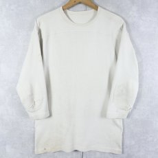 画像1: 50's エルボーパッチ付き 無地 フットボールTシャツ (1)