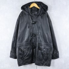 画像1: WILSON レザーダッフルコート BLACK L (1)
