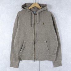 画像1: POLO Ralph Lauren ロゴ刺繍 コットンニットジップパーカー L (1)
