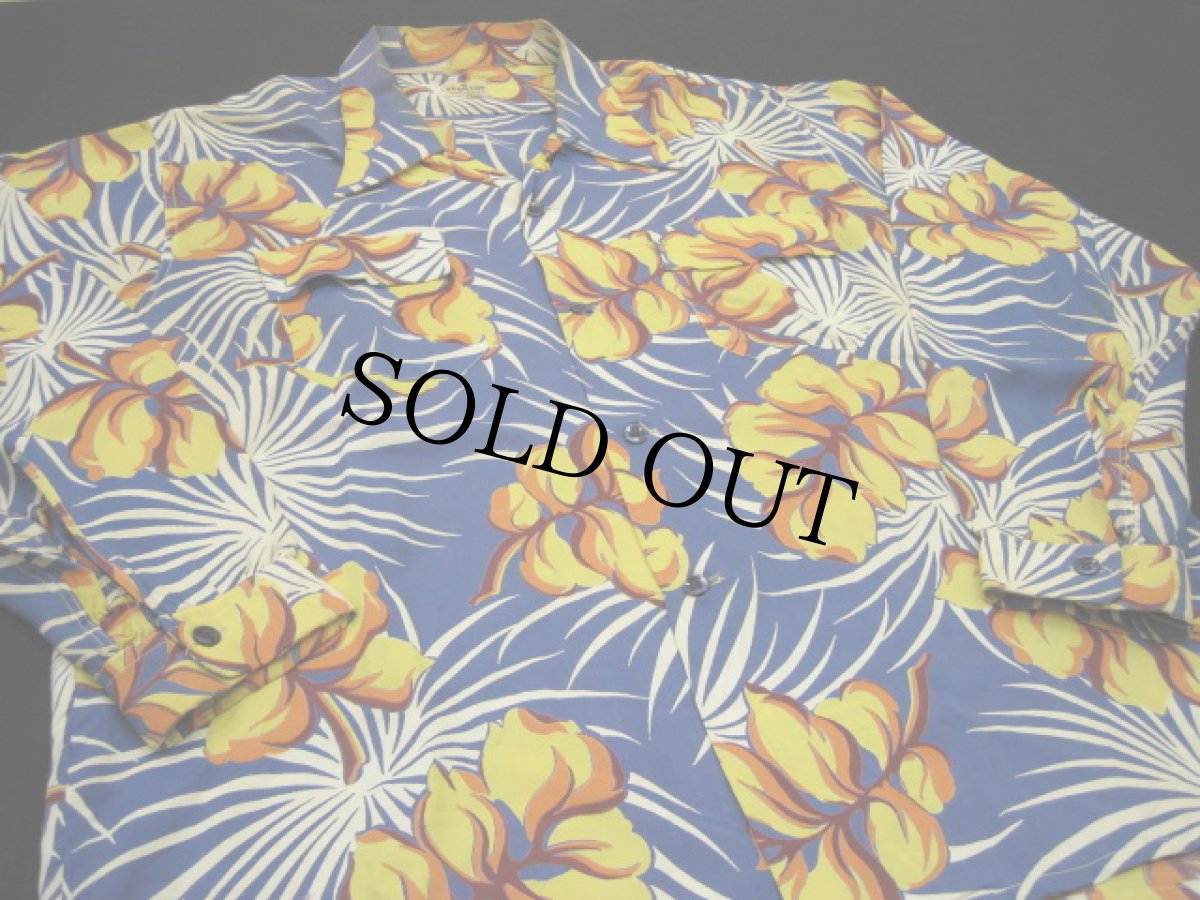 画像1: 50's LONG SLEEVE HAWAIIAN SHIRT (1)