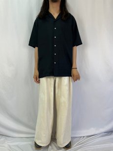 画像2: POLO Ralph Lauren "CALDWELL" ポニー無し シルク×コットン オープンカラーシャツ BLACK L (2)