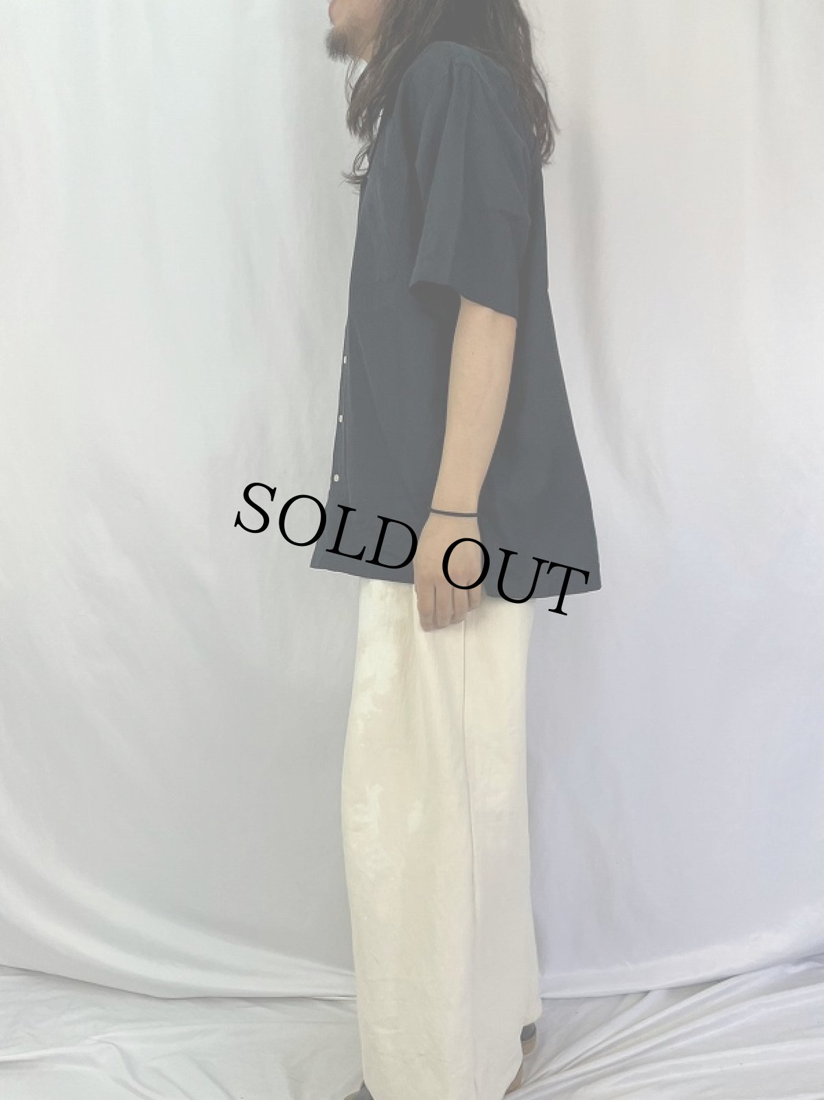 画像3: POLO Ralph Lauren "CALDWELL" ポニー無し シルク×コットン オープンカラーシャツ BLACK L (3)